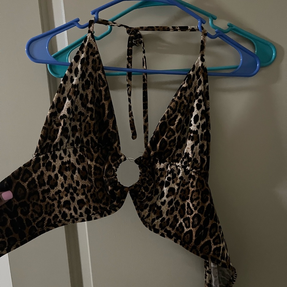 SHEIN Cheetah print halter top
